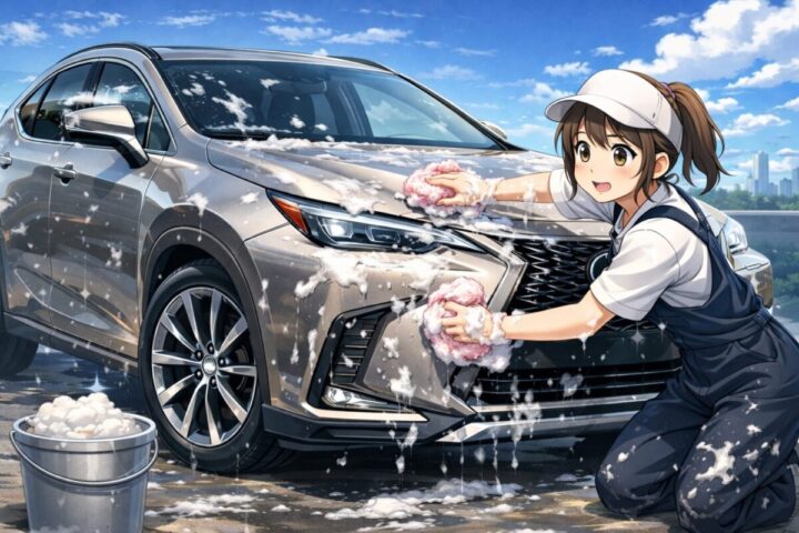 レクサスのソニック チタニウムの色の車を洗っていうイメージ画像