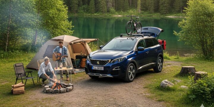 プジョー5008でキャンプをしているイメージ画像