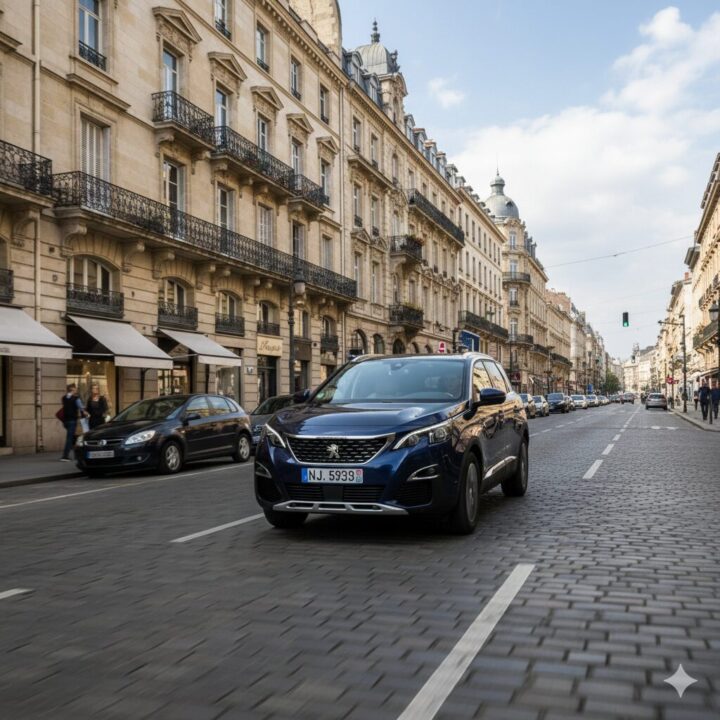 街を走っているプジョー5008のイメージ画像