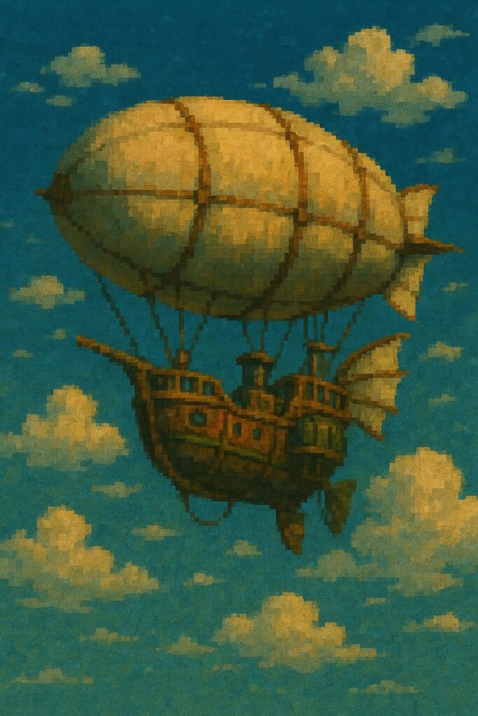 空を飛ぶ飛行船のイメージ画像