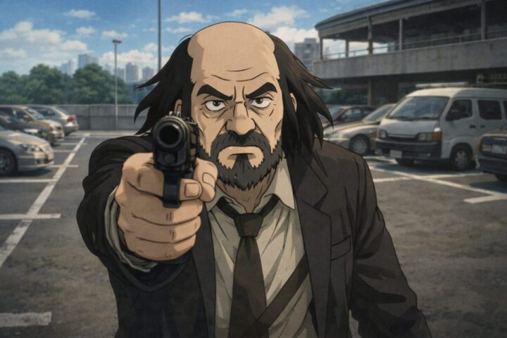 ドンケツ：槙原、ターゲットに銃口を突き付けるイメージ画像