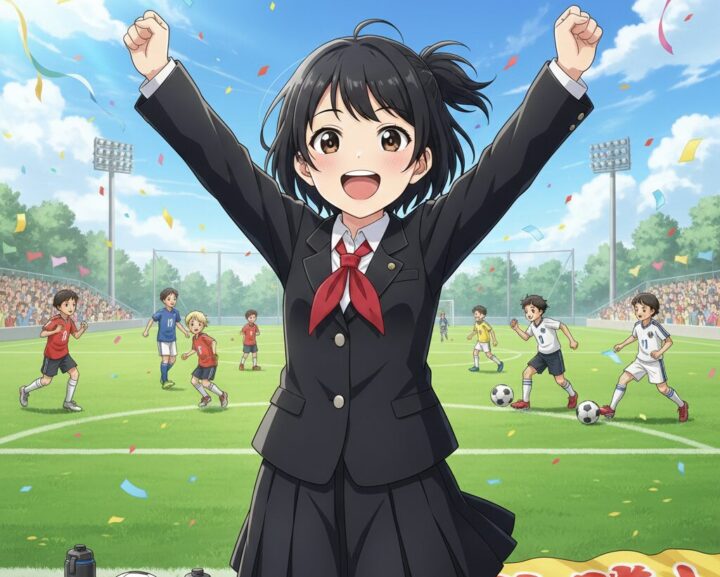 キャプテン翼：早苗が応援しているイメージ画像