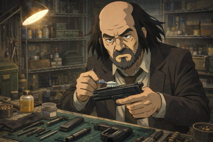 ドンケツ:槙原　武器のメンテナンスしている