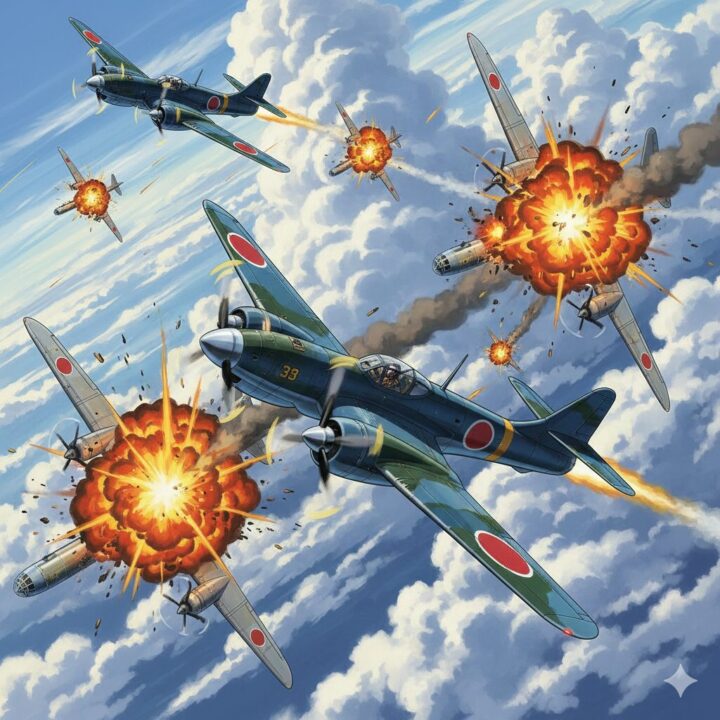 紺碧の艦隊：B-29が撃墜されているイメージ画像