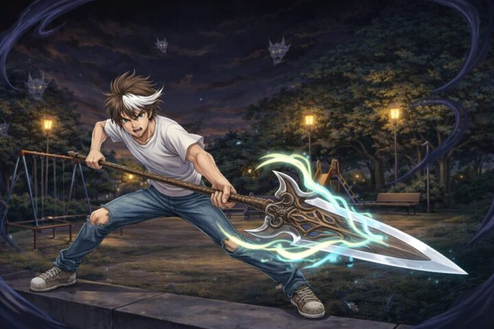 うしおととら:潮が公園で戦闘しているイメージ画像