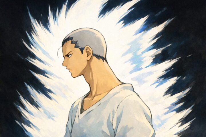 幽遊白書:仙水が聖光気をまとっているイメージ画像