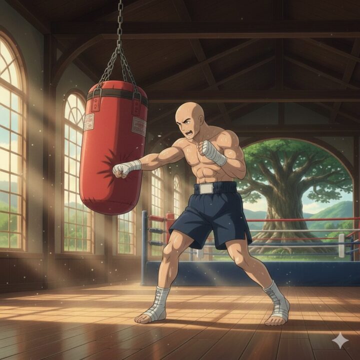 はじめの一歩:ハンマーナオがサンドバッグを殴っているイメージ画像