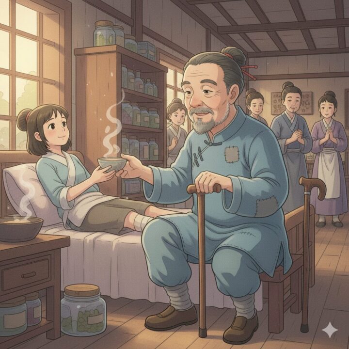 薬屋のひとりごと:羅門が患者に薬を渡しているイメージ画像