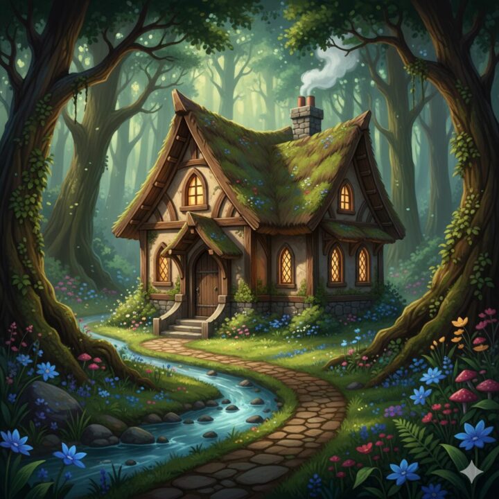 水属性の魔法使い:森の中のリョウの家のイメージ画像