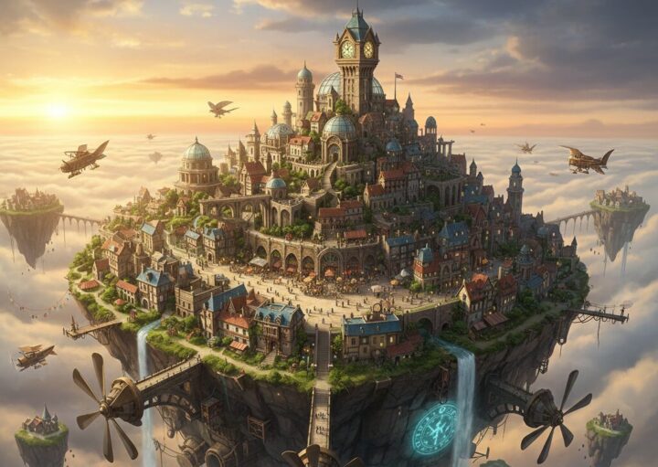 天空の城ラピュタ:建物が多い天空の城のイメージ画像