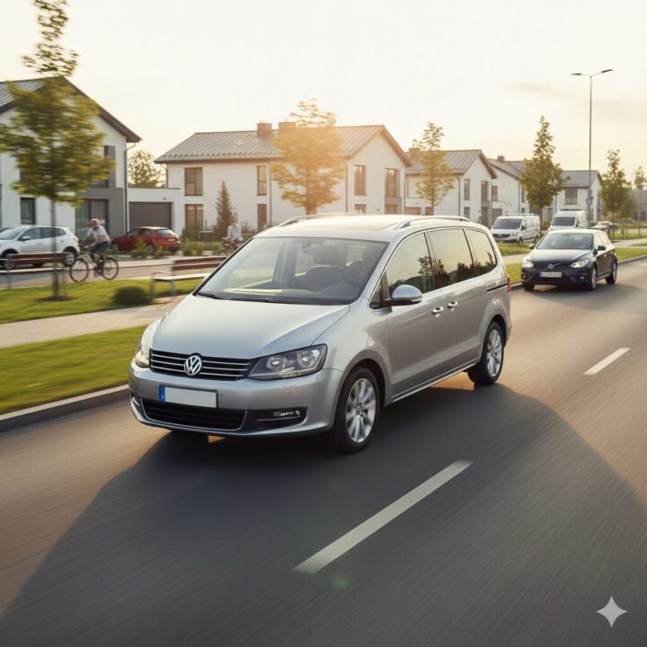 フォルクスワーゲン シャランが町を走っているイメージ画像