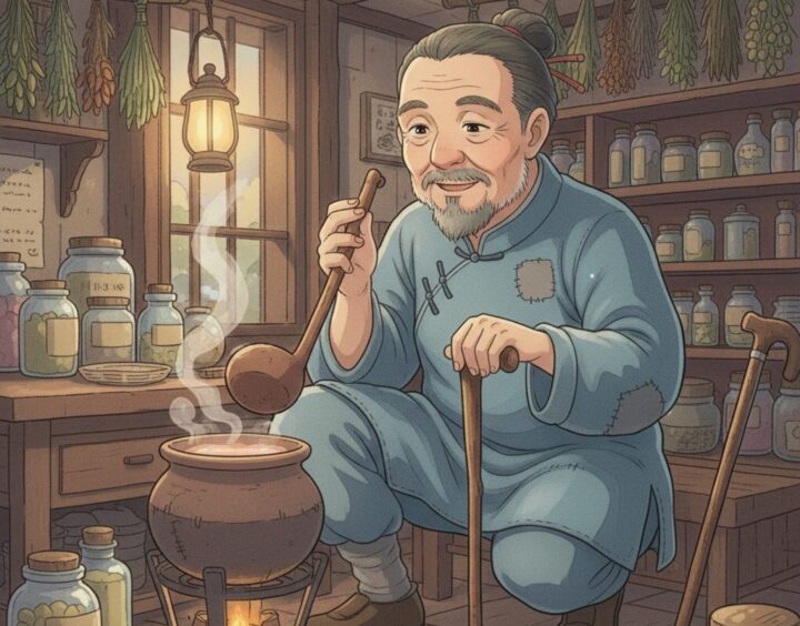 薬屋のひとりごと:羅門が薬を作っているイメージ画像