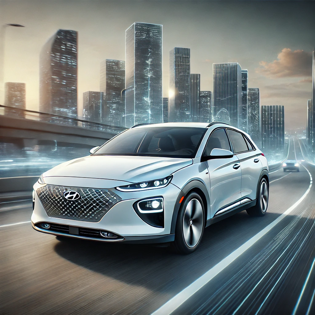 高速走行している白のヒュンダイ車イメージ画像