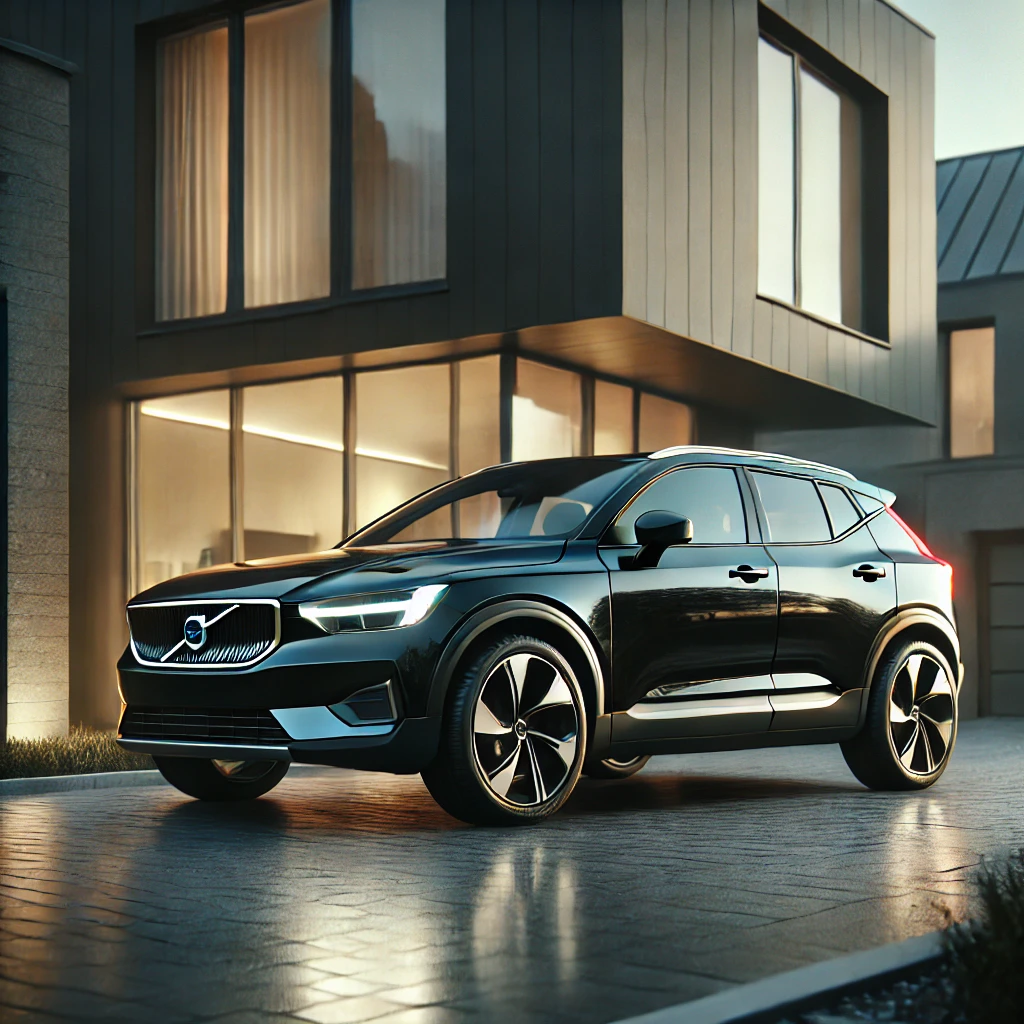 ボルボのブラックのEX30が家の前に駐車している様子のイメージ画像