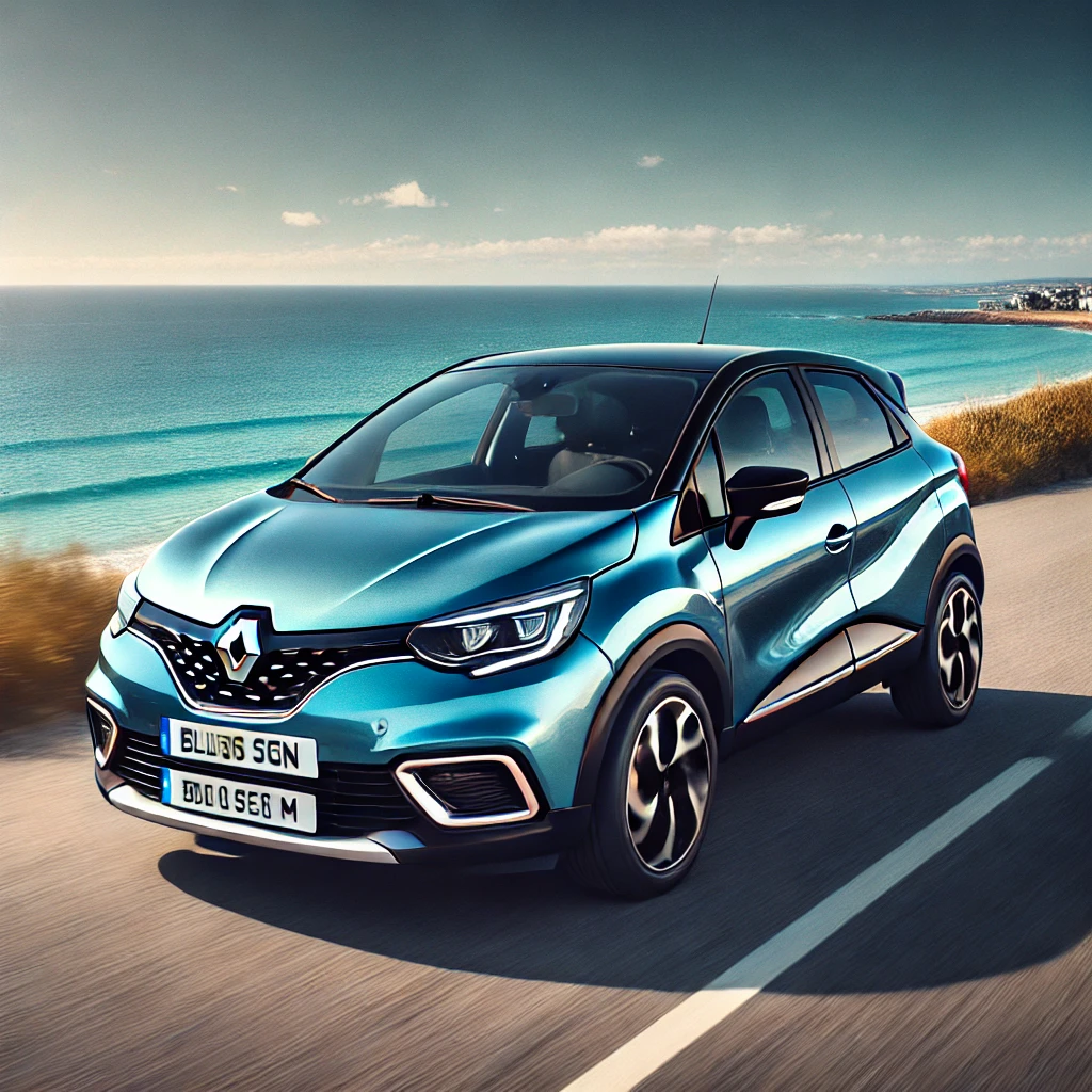ブルーのルノー・キャプチャーが海沿いを走っているイメージ画像