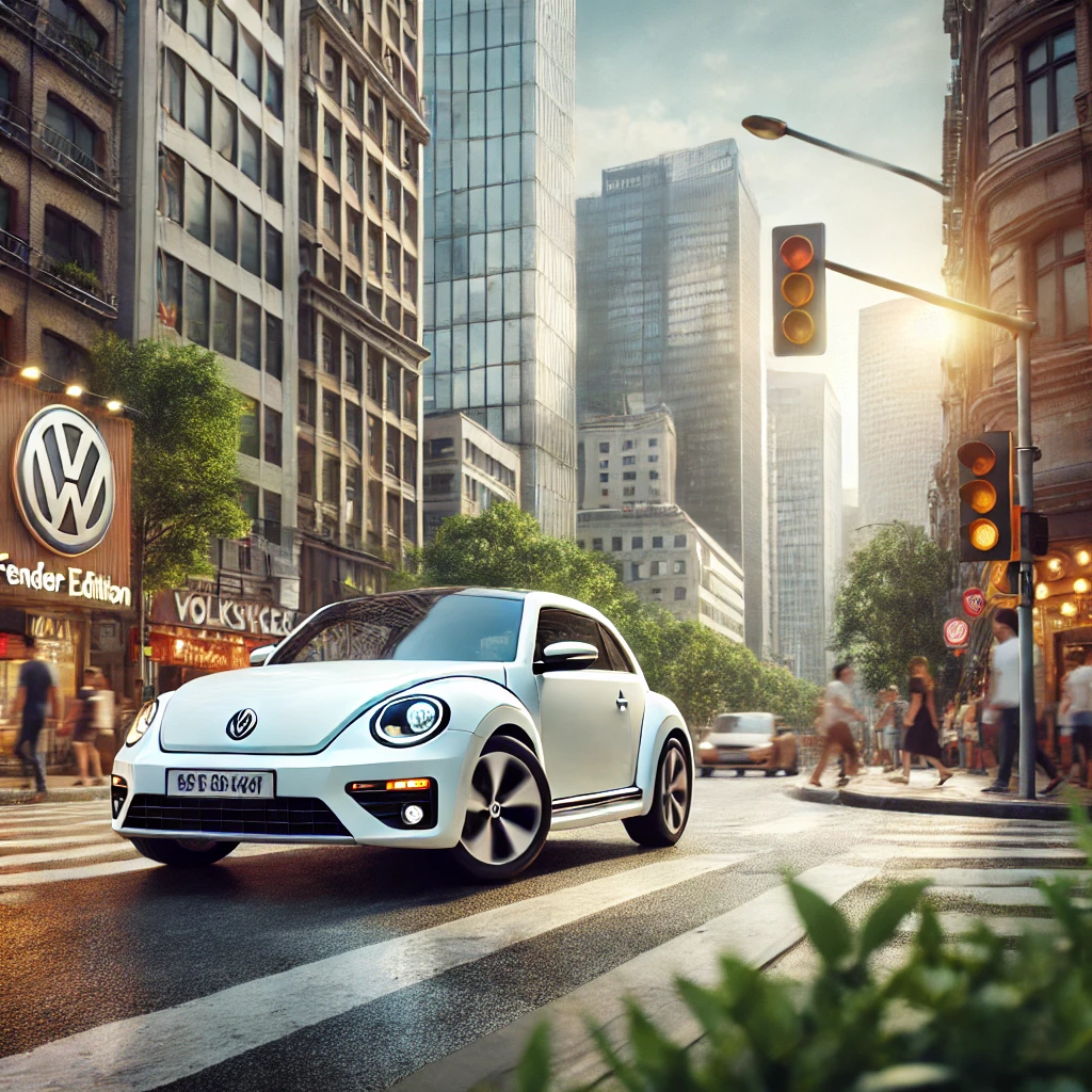 ザビートル フェンダーエディション（白）が都市を走っているイメージ画像
