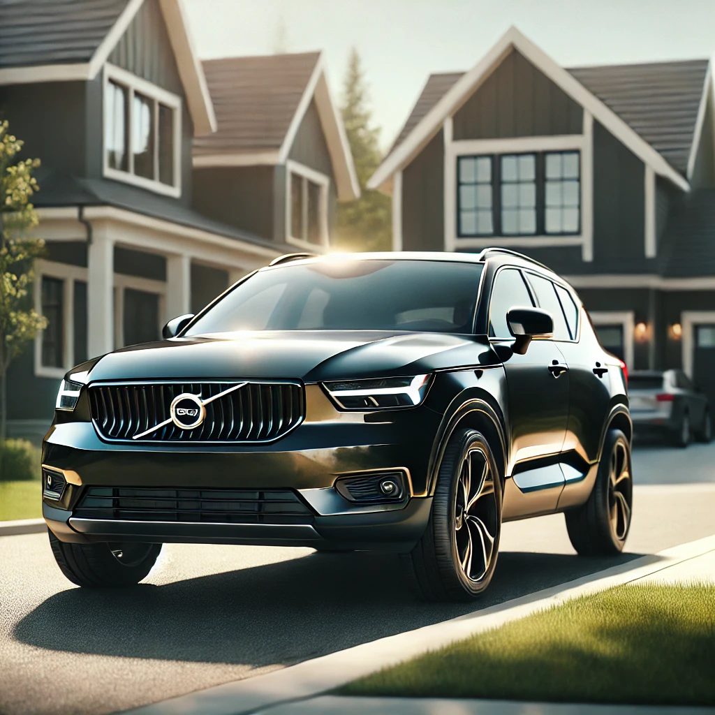 オニキスブラックメタリックボルボXC40が家の前に駐車しているイメージ画像