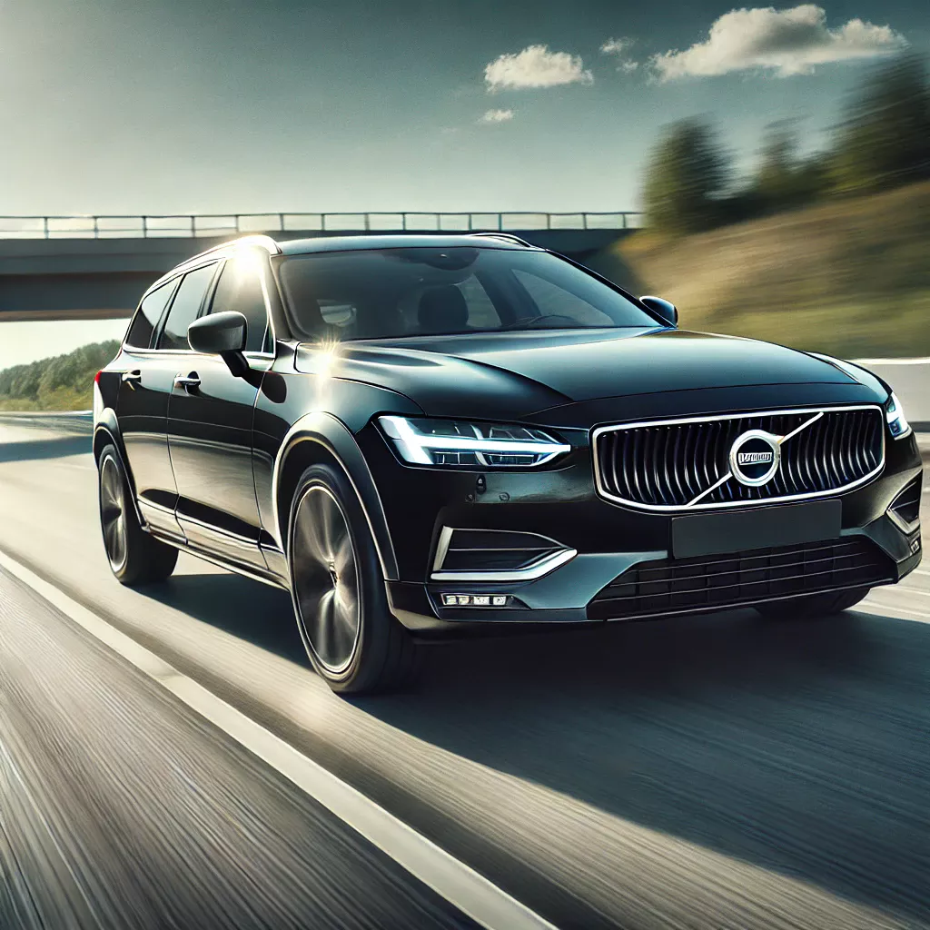 オニキスブラック ボルボ V90 クロスカントリーが高速道路を走っているイメージ画像