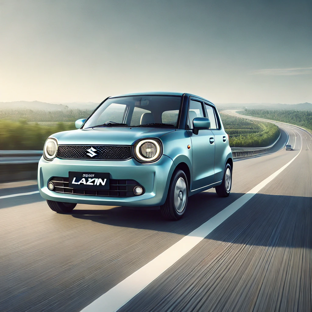 オフブルーメタリックの新型ラパンが高速道路を走っているイメージ画像