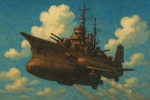 ジブリ風の空中戦艦のイメージ画像