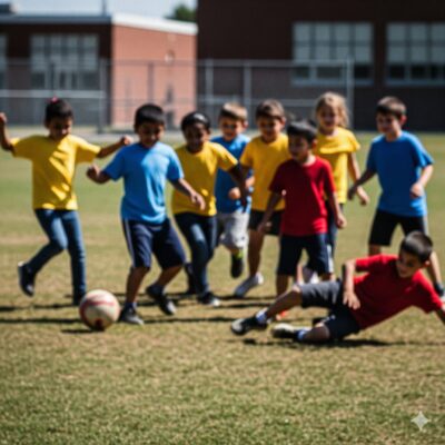 小学生がサッカーをしているイメージ画像