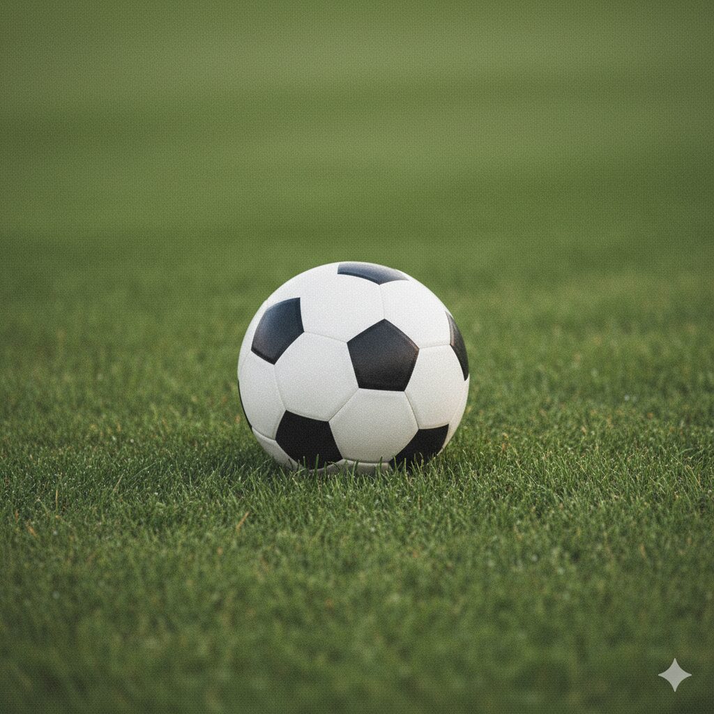 芝生の上にサッカーボールのイメージ画像　