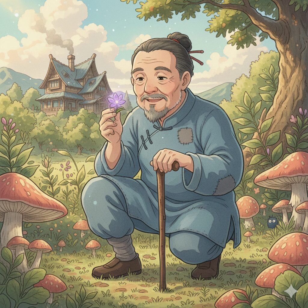 薬屋のひとりごと:羅門が薬草を採っているイメージ画像